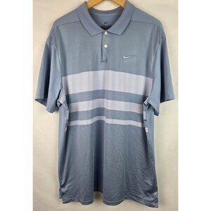 Nike Dri-Fit Men's Polo Golf Shirt Size XL Blue Striped Short Sleeve Top